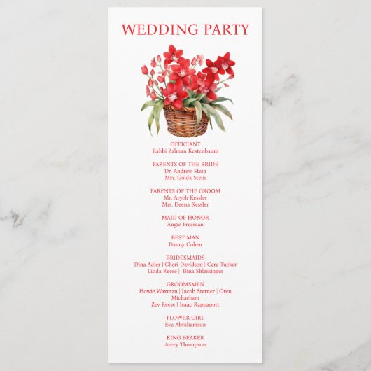 Red Orchids Hochzeitsprogramm Programm (Rückseite)