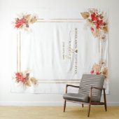Red Orchids Pampas Grass Gold Foto Stand Hochzeit Wandteppich (Beispiel (Horizontal))