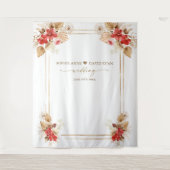 Red Orchids Pampas Grass Gold Foto Stand Hochzeit Wandteppich (Vorderseite)
