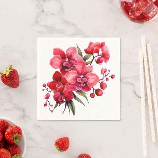 Red Orchids Red and White Wedding Serviette (Beispiel)