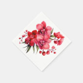 Red Orchids Red and White Wedding Serviette (Ecke)