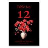 Red Orchids Watercolor Wedding Tischnummer (Vorderseite)