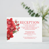Red Orchids Wedding Reception Enclosure Card Begleitkarte (Stehend Vorderseite)