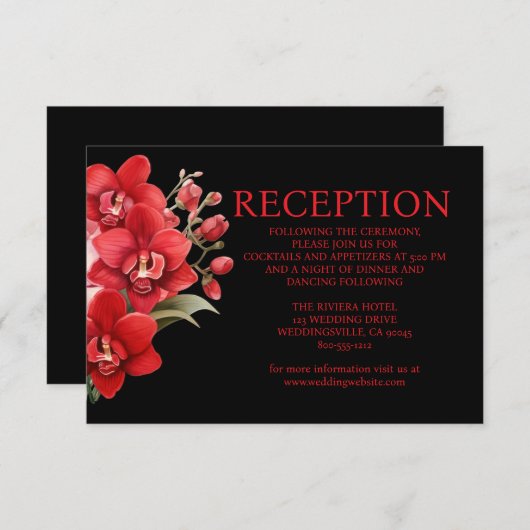 Red Orchids Wedding Reception Enclosure Card Begleitkarte (Vorne/Hinten)
