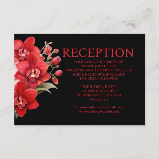 Red Orchids Wedding Reception Enclosure Card Begleitkarte (Vorderseite)