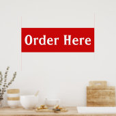 Red Order Here Diner Wall Art Poster Print (Küche)
