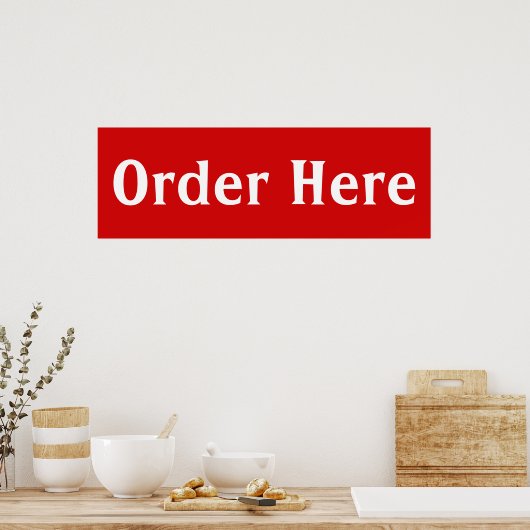 Red Order Here Diner Wall Art Poster Print (Küche)