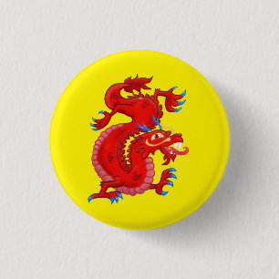 Red Oriental Dragon Button