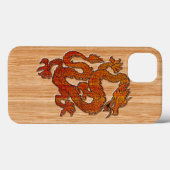 Red Oriental Dragon im Bambusstil Case-Mate iPhone Hülle (Rückseite (Horizontal))