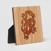 Red Oriental Dragon im Bambusstil Fotoplatte (Vorderseite)