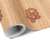 Red Oriental Dragon im Bambusstil Geschenkpapier (Rolleneckpunkt)