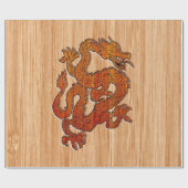 Red Oriental Dragon im Bambusstil Geschenkpapier (Flach)