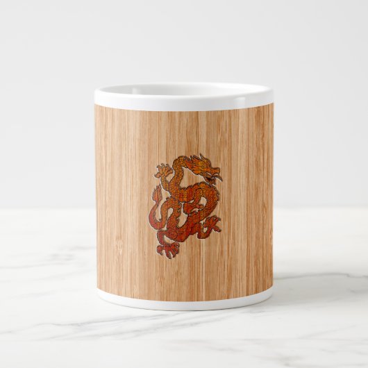 Red Oriental Dragon im Bambusstil Jumbo-Tasse (Vorderseite)
