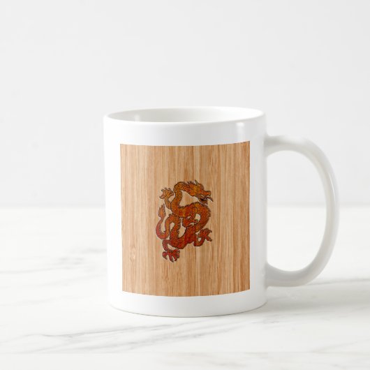 Red Oriental Dragon im Bambusstil Kaffeetasse (Rechts)