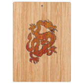 Red Oriental Dragon im Bambusstil Klemmbrett (Rückseite)