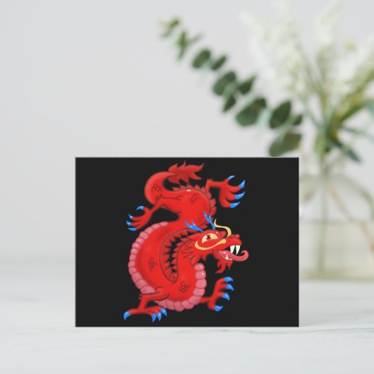 Red Oriental Dragon Postkarte (Stehend Vorderseite)