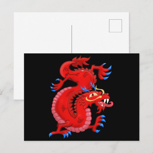 Red Oriental Dragon Postkarte (Vorne/Hinten)