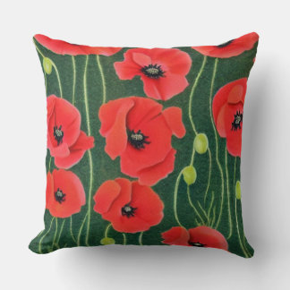 Red Oriental Poppy Floral Kissen