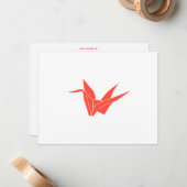 Red Origami Crane Flat Notecard Mitteilungskarte (Vorderseite/Rückseite Beispiel)