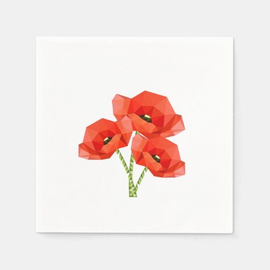 Red Origami Poppies Serviette (Vorderseite)