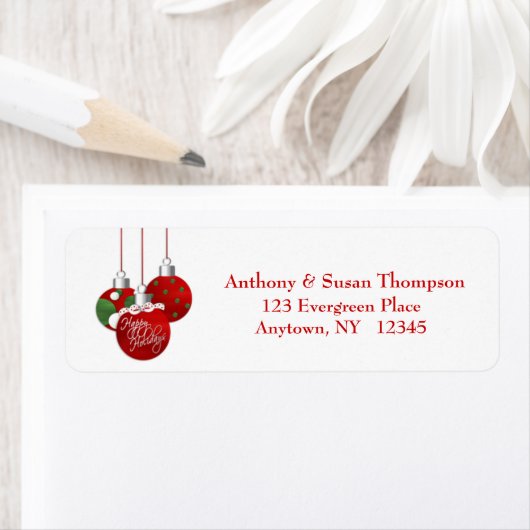 Red Ornaments Address Label (Insitu)