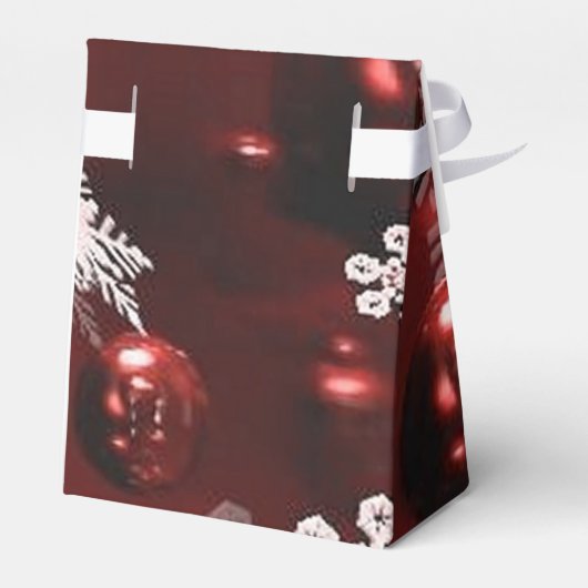 Red Ornaments and Snowflakes Pattern Gefälligkeits Geschenkschachtel (Rückseite)