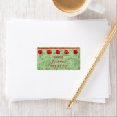 Red Ornaments Green Tree Personal Address Label Adressaufkleber (Insitu)