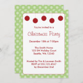 Red Ornaments Polka Dos Weihnachtsfeier Einladung (Vorne/Hinten)