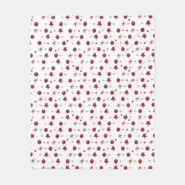 Red Ornaments & Stars Christmas Fleece Blanket