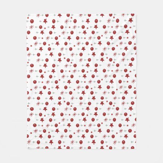 Red Ornaments & Stars Christmas Fleece Blanket (Vorderseite)