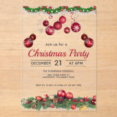 Red Ornaments Unique Christmas Acryleinladungen (Vorderseite)