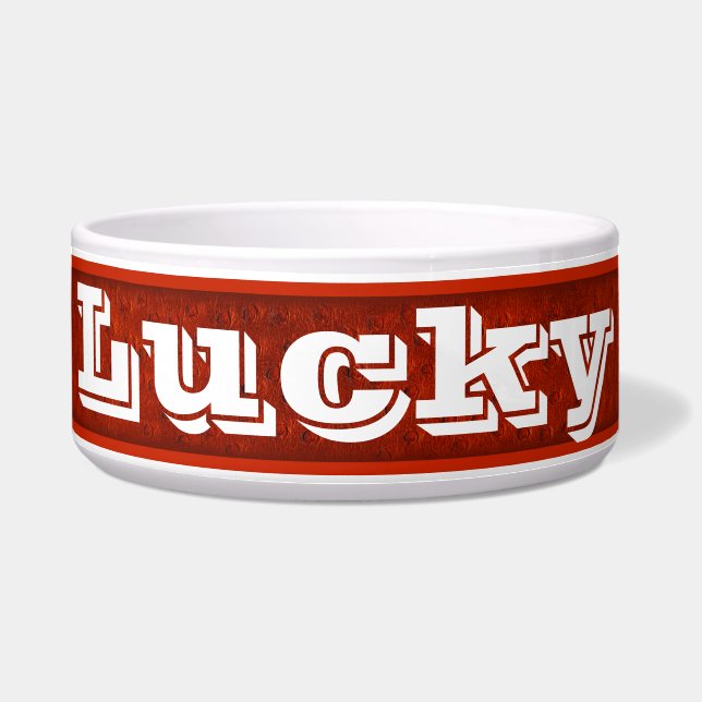 Red Ostrich Leather Print Keramik Dowl Napf (Vorderseite)