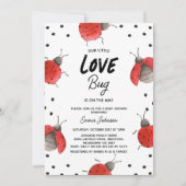 Red Our Little Liebe Bug Ladybug Babydusche Einladung (Vorderseite)