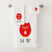 Red Owl Design Monogrammed Badhandtuch Set (Insitu)