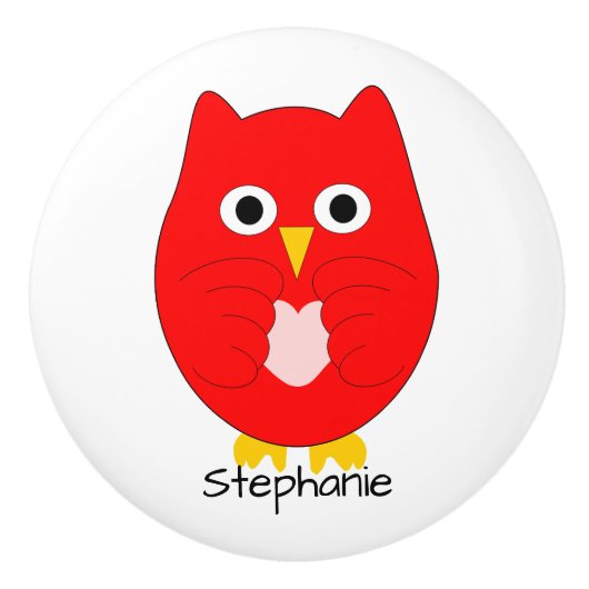 Red Owl Design Personalised Keramikknauf (Vorderseite)