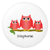 Red Owl Design Personalised Keramikknauf (Vorderseite)