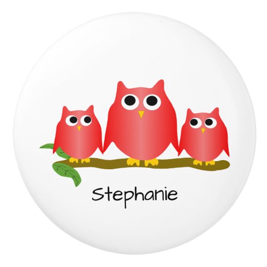 Red Owl Design Personalised Keramikknauf (Vorderseite)