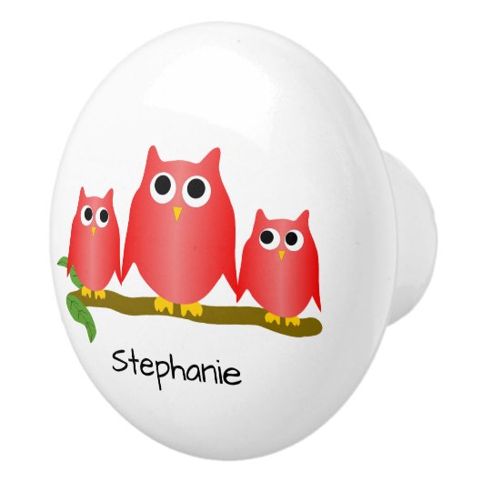 Red Owl Design Personalised Keramikknauf (Rechts)