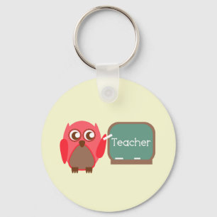Red Owl Teacher im Chalkboard Schlüsselanhänger