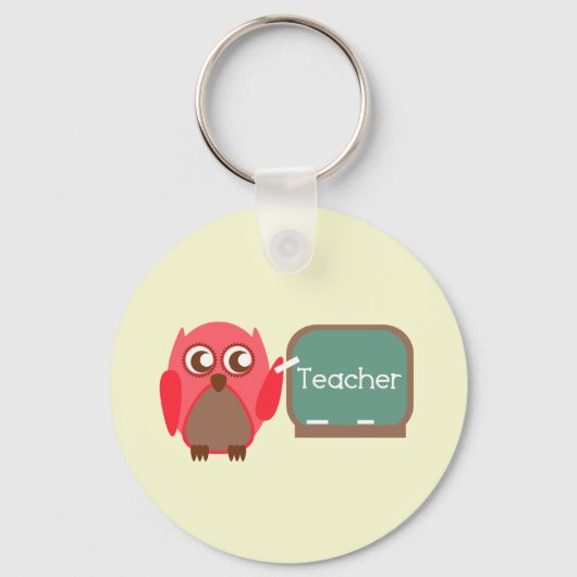 Red Owl Teacher im Chalkboard Schlüsselanhänger (Vorderseite)