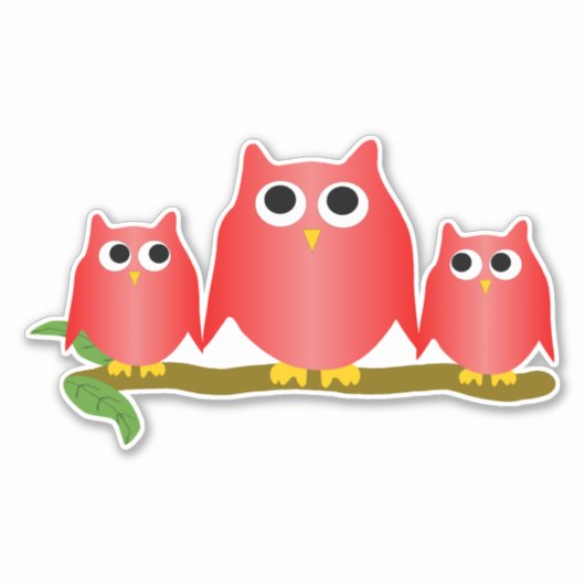 Red Owls Design Aufkleber (Vorderseite)