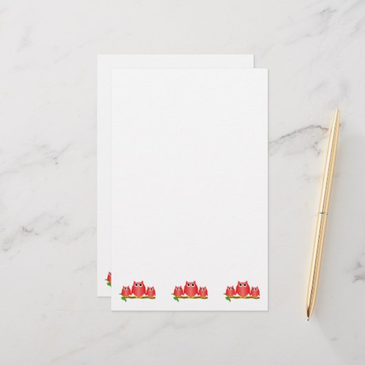 Red Owls Design Briefpapier (Vorderseite/Rückseite Beispiel)