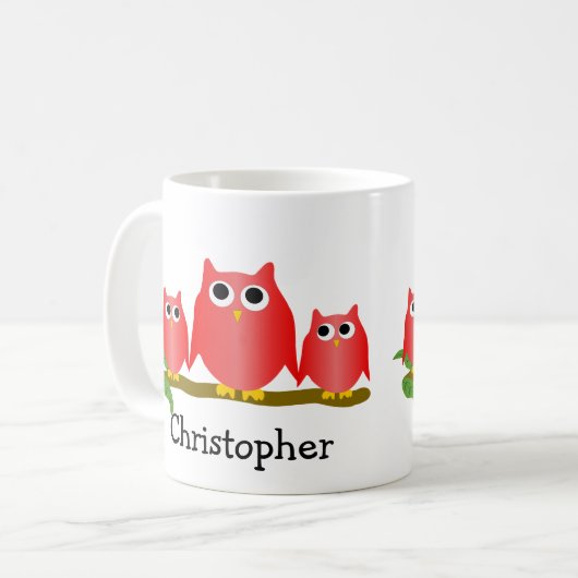 Red Owls Design Personalised Kaffeetasse (Vorderseite Links)