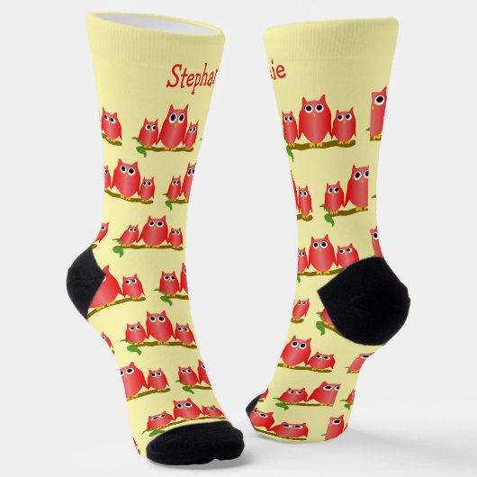 Red Owls Design Personalised Socken (Gewinkelt)