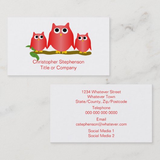 Red Owls Design Visitenkarte (Vorne/Hinten)