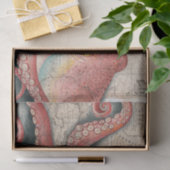 Red Pacific Octopus Vintage Karte Seidenpapier (Geschenk)