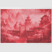 Red Pagoda Asian Decoupage