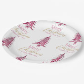 Red Pagoda Weihnachtsbaum Muster Papierplatte Pappteller (Schrägansicht)