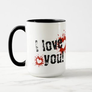 Red Paint Spritzer Hearts, ich Liebe Sie Tasse