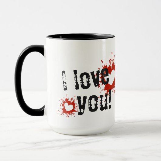 Red Paint Spritzer Hearts, ich Liebe Sie Tasse (Links)